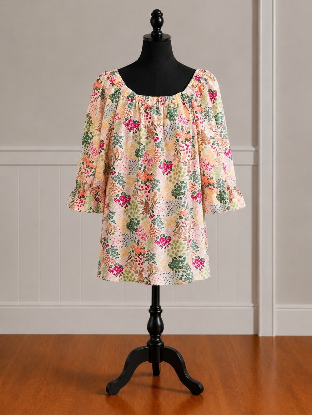 Cy Fashion Floral Print Peasant Blouse